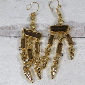 Alexis Bittar Brut Cluster Chandelier Earrings Smoky Quartz Statement
